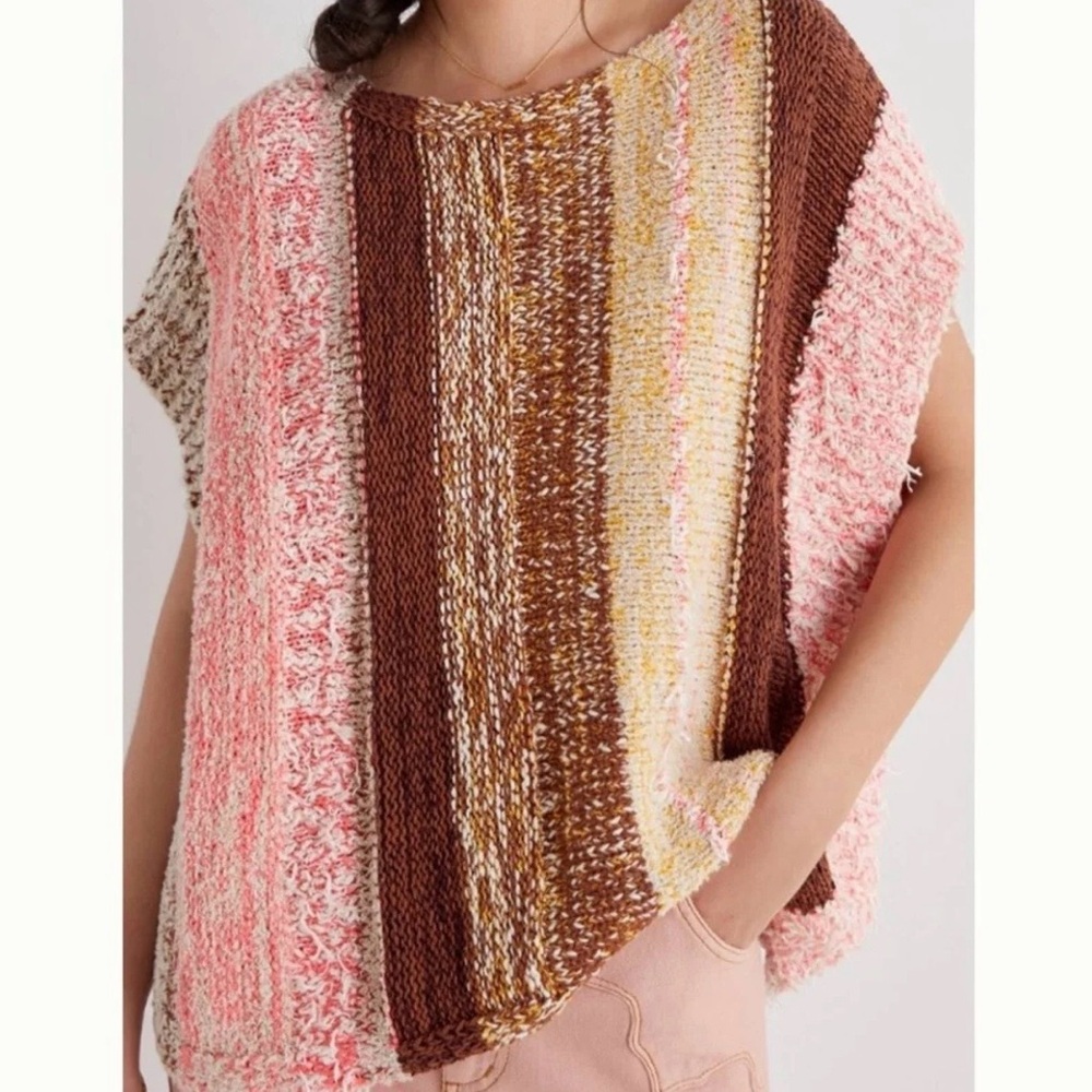Anthropologie Brown and Cream Knit Sweater